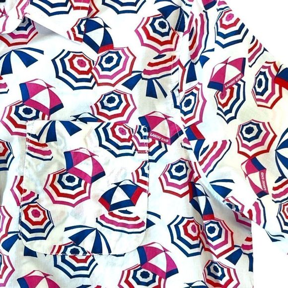 Lands End Women's Multicolor White Beach Umbrella Boyfriend Tunic Medium - Picture 9 of 14